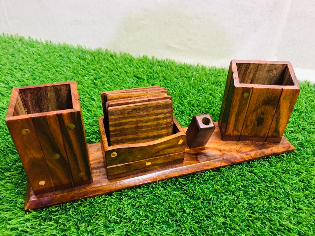 Office Desk Organizer - Multi-Functional Wooden Handmade Desk Organizer (laly.pk)