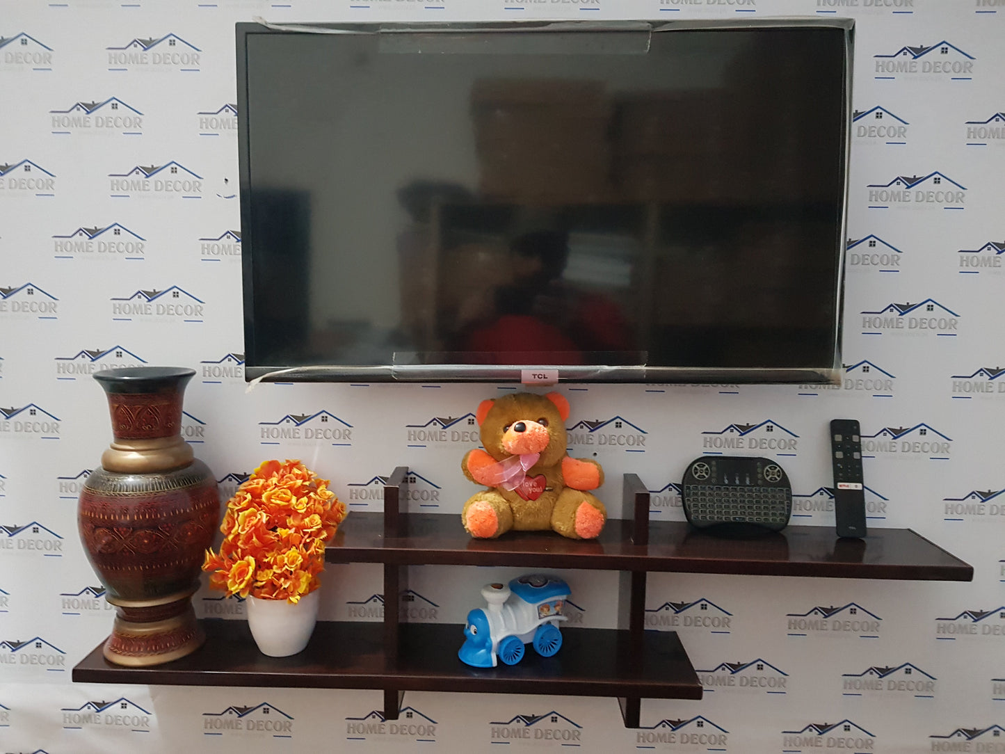 Wooden LED Cross Shelf - LED/TV Wooden Shelve By Laly.pk (WS112).