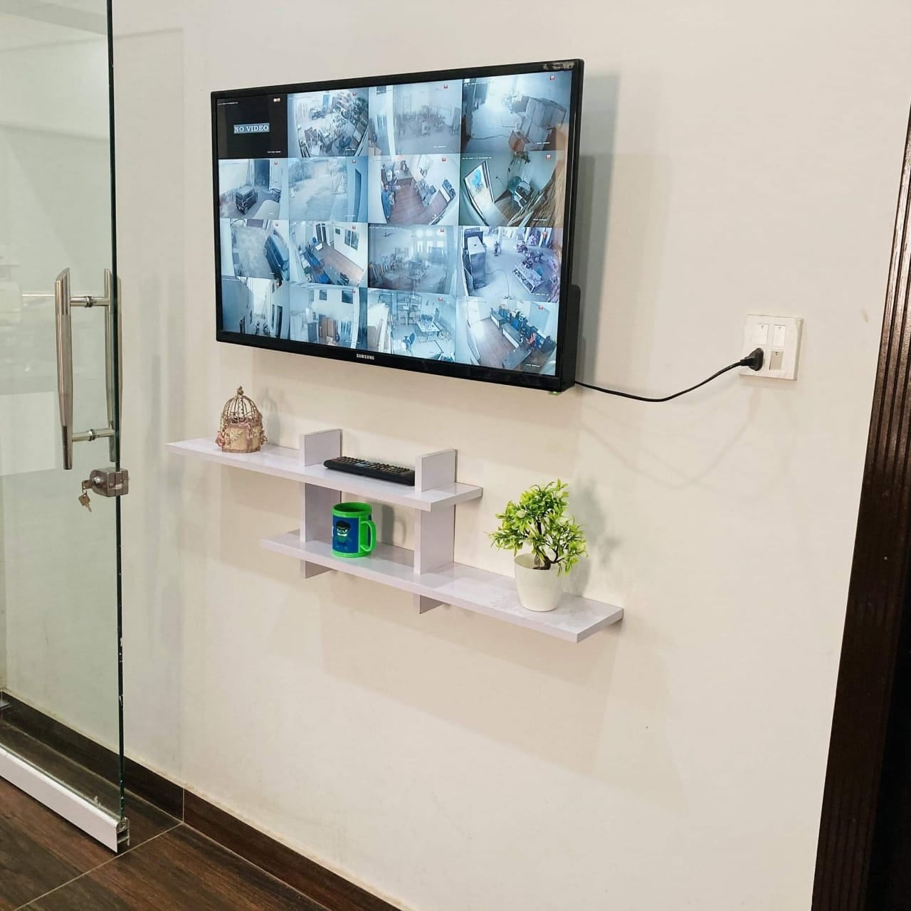 Wooden LED Cross Shelf - LED/TV Wooden Shelve By Laly.pk (WS112).