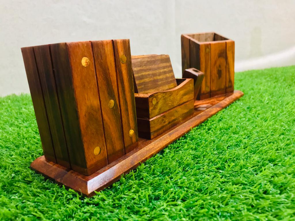 Office Desk Organizer - Multi-Functional Wooden Handmade Desk Organizer (laly.pk)