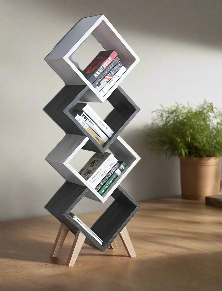 Modern Zigzag Cube Bookshelf-Beautiful Wooden Cube Book Shelve By Laly.pk (WS103).