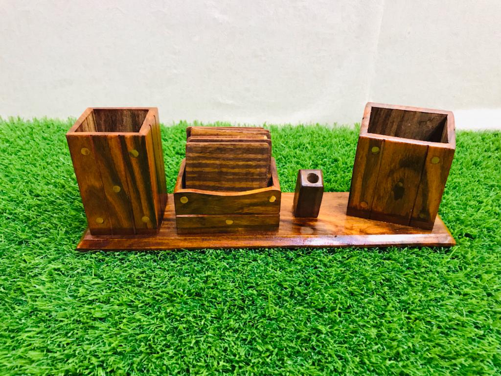 Office Desk Organizer - Multi-Functional Wooden Handmade Desk Organizer (laly.pk)