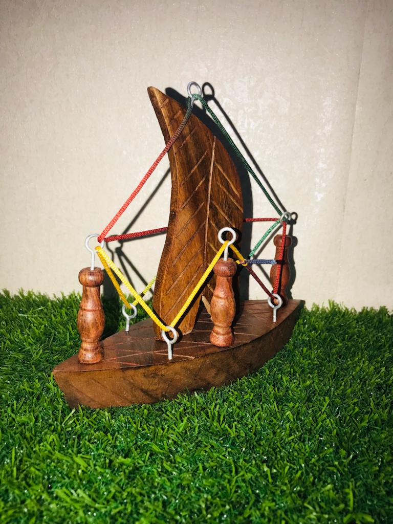 Hand-Made Wooden Boat Showpiece - Wooden Boat For Decoration By laly.pk