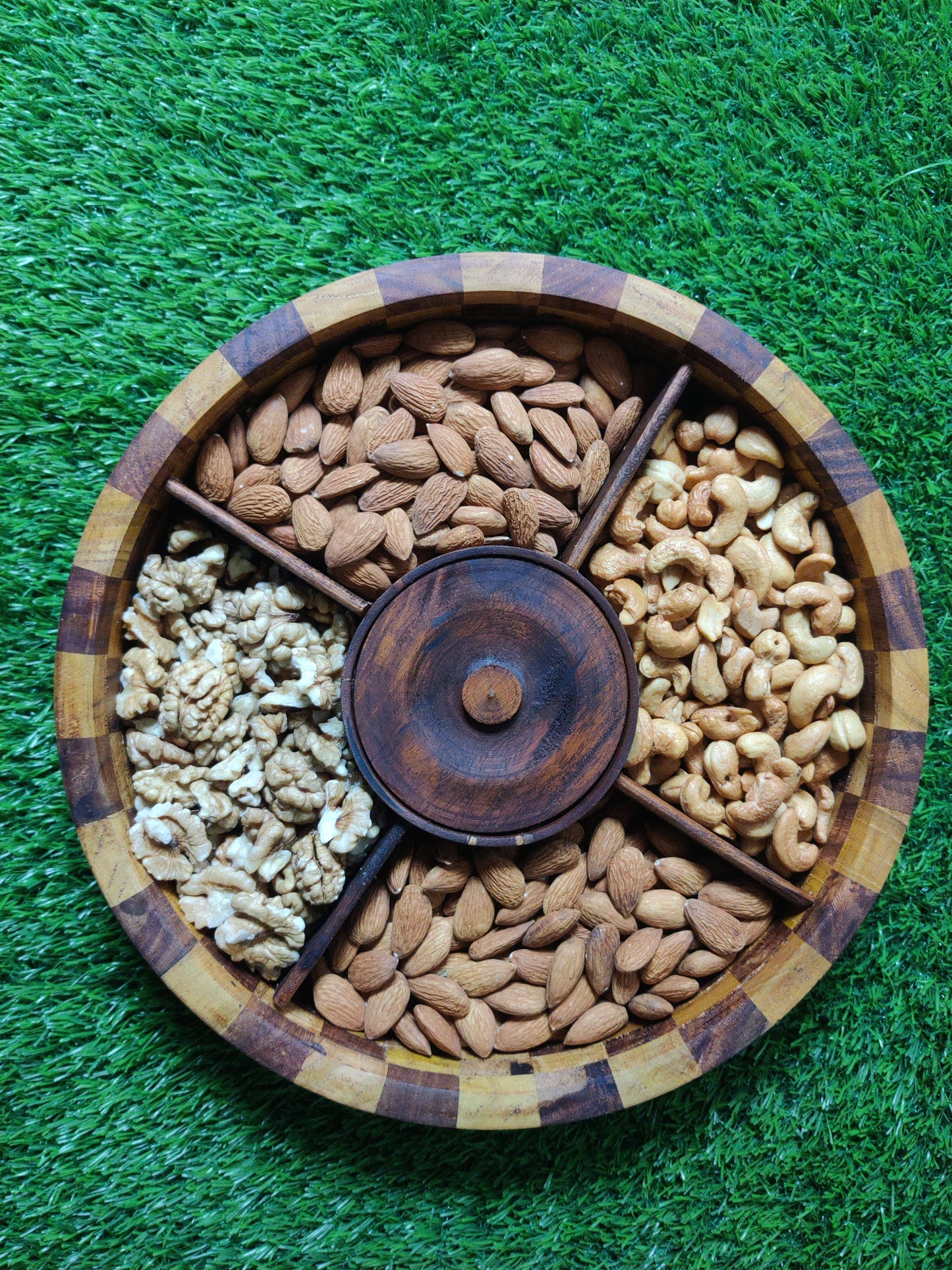 Wooden Dry fruit Box Round - Beautiful Wooden Dry Fruit Round Box (laly.pk)