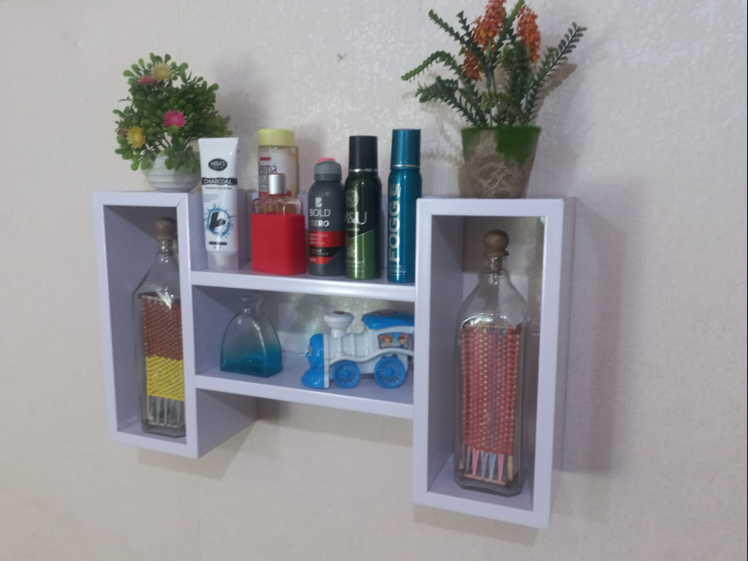 Wooden Wall Mounted Bookcase - Floating Wooden Shelves for Living Room or Home Office (Laly.pk) WS208.