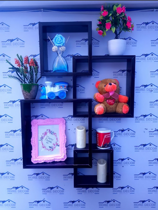 Set Of 4 Cube Intersecting Shelves - 4 Wooden Cube Shelves By Laly.pk (WS116)
