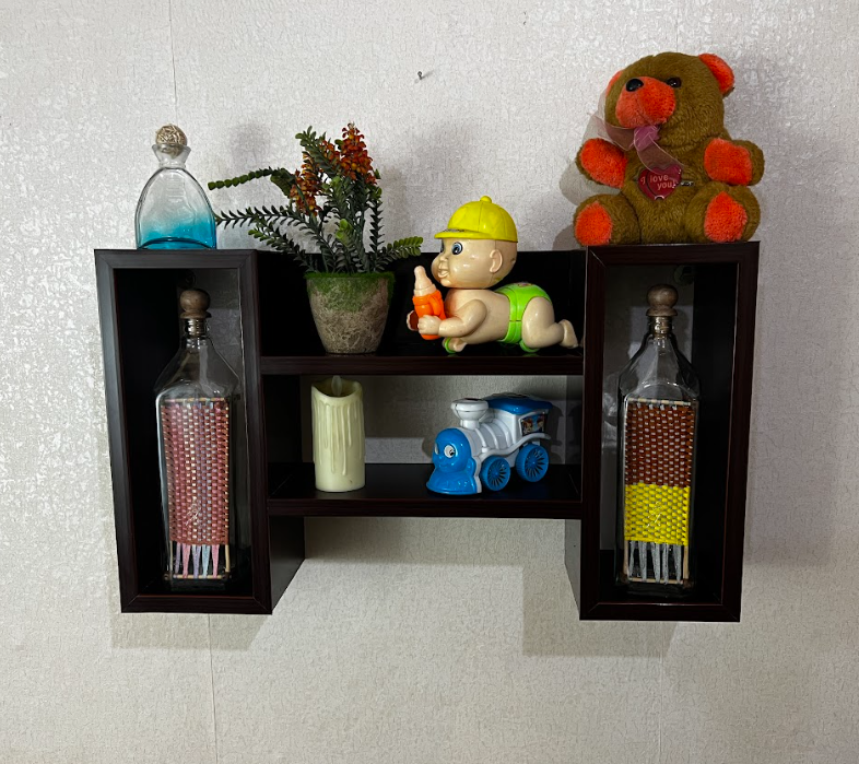 Wooden Wall Mounted Bookcase - Floating Wooden Shelves for Living Room or Home Office (Laly.pk) WS208.
