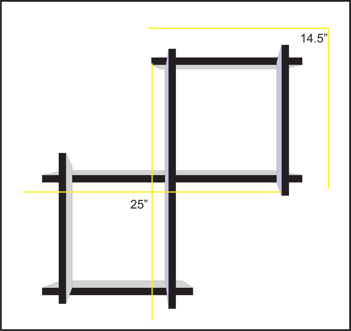 Cross Square Wooden Book Shelf - Minimalistic Wooden Wall-Mounted Display - laly.pk (WS119).