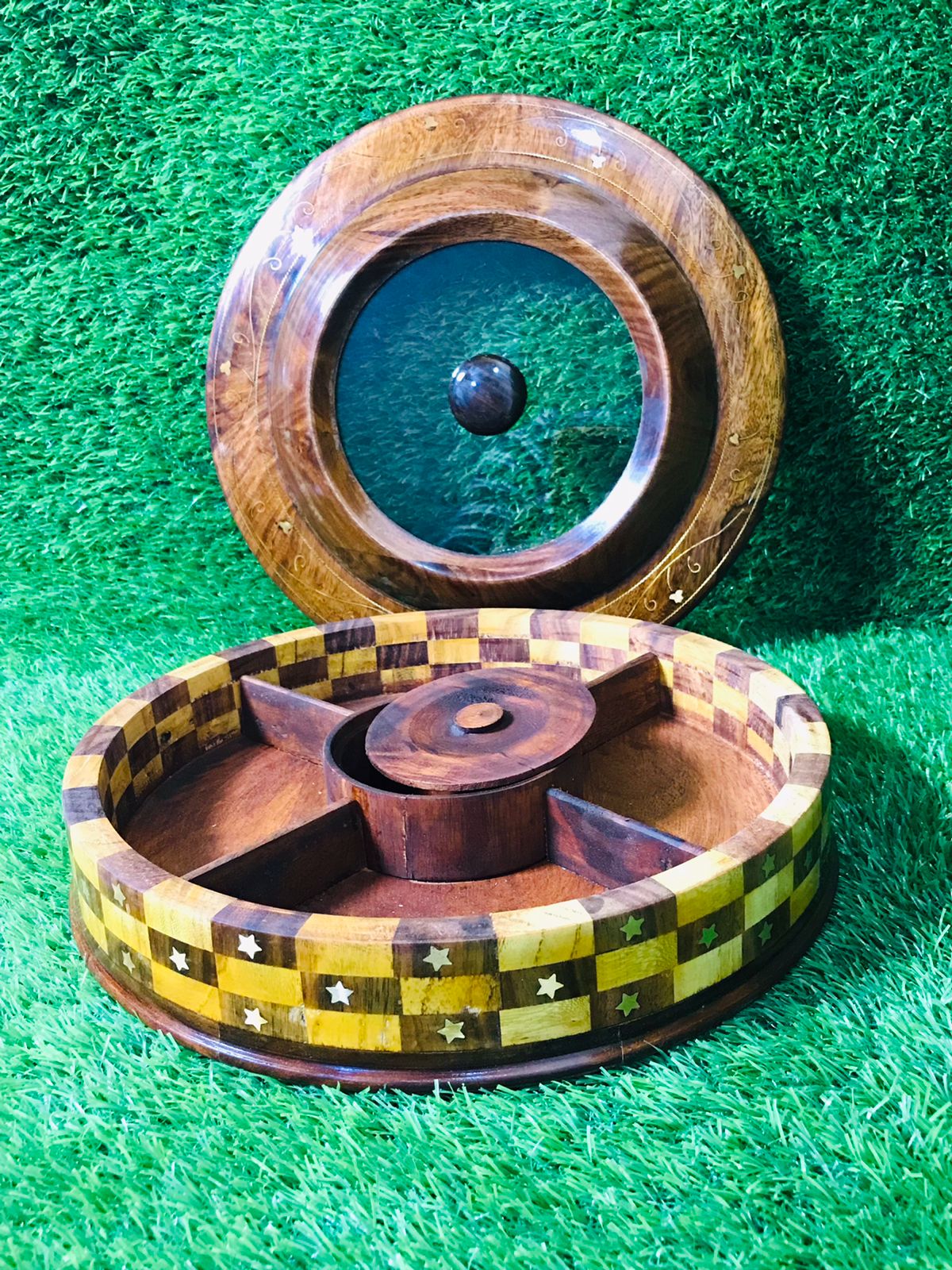 Wooden Dry fruit Box Round - Beautiful Wooden Dry Fruit Round Box (laly.pk)