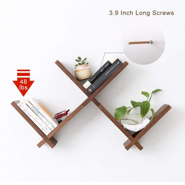 Wooden W Book Shelf - Wooden Wall Hanging Shelf - Decorative Wooden Storage Display (laly.pk) WS132.