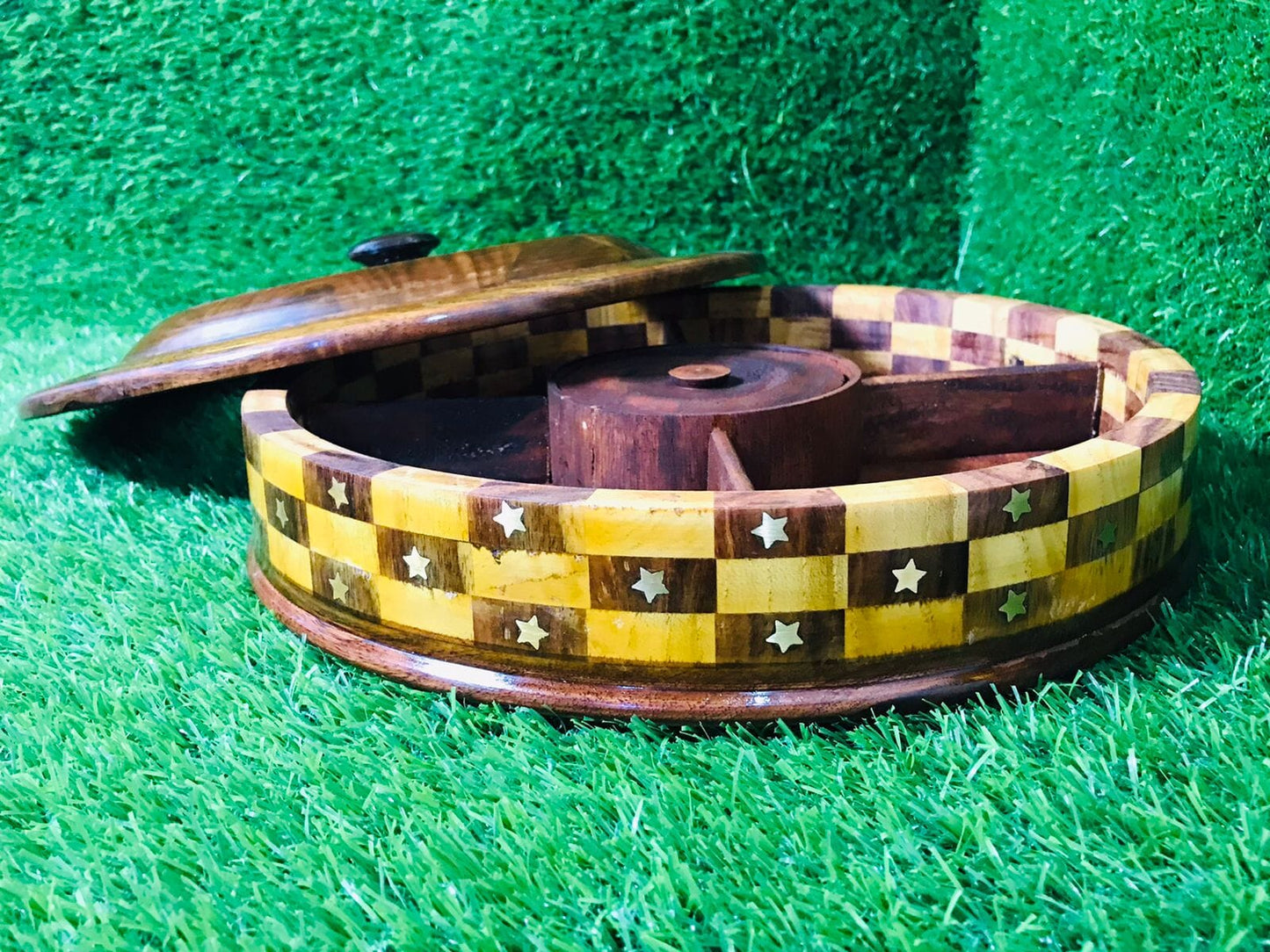 Wooden Dry fruit Box Round - Beautiful Wooden Dry Fruit Round Box (laly.pk)