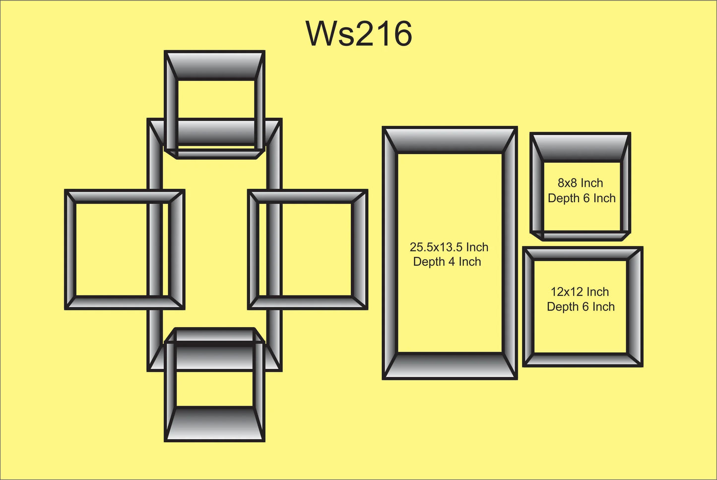 SET OF 5 CUBE INTERSECTING SHELVES - Beautyful Wooden Wall Shelve By laly.pk (WS216).