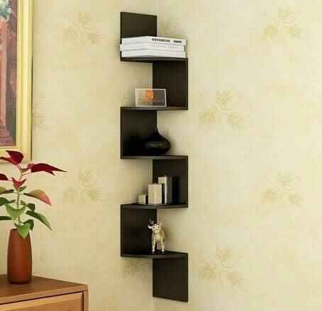 Wooden Corner ZigZag Square Shelve - Beautiful Wooden ZigZag Corner Shelves By Laly.pk (WS113).