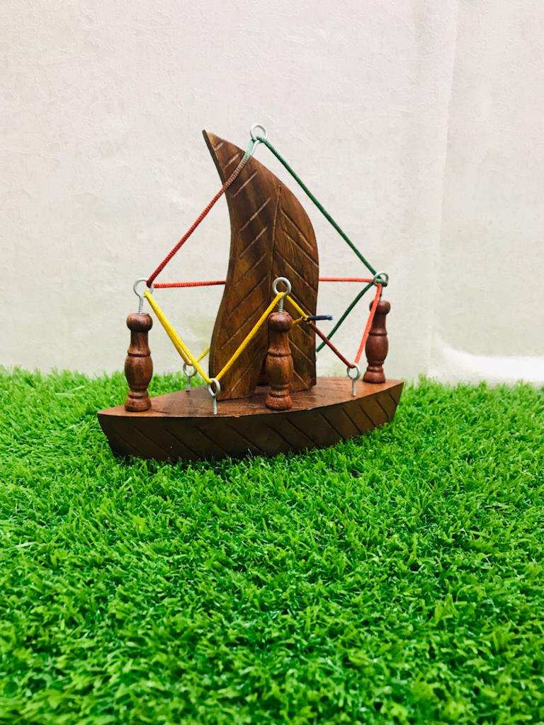 Hand-Made Wooden Boat Showpiece - Wooden Boat For Decoration By laly.pk