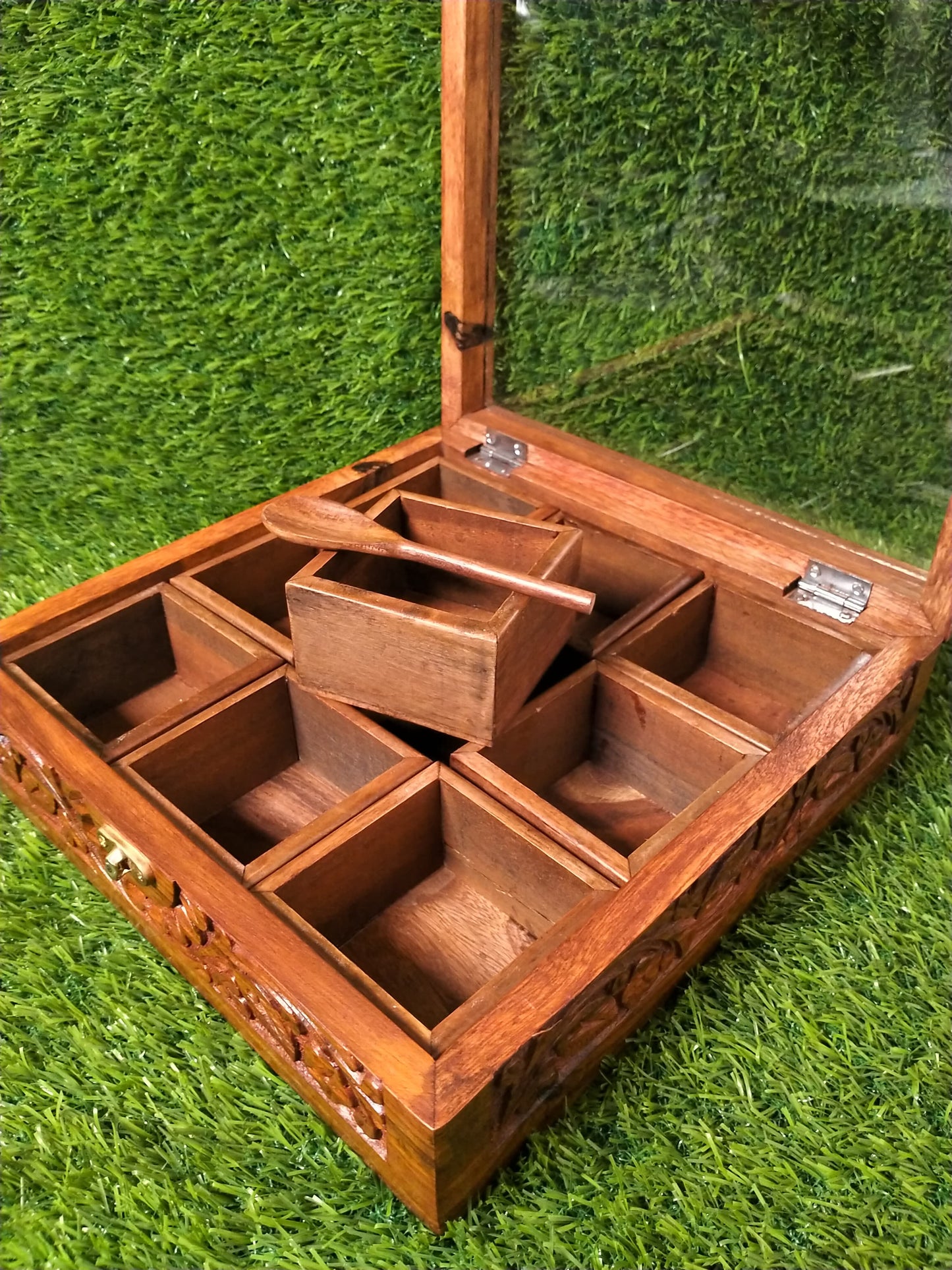 Beautyful Wooden Hand-Made Masala Box By (Laly.pk).