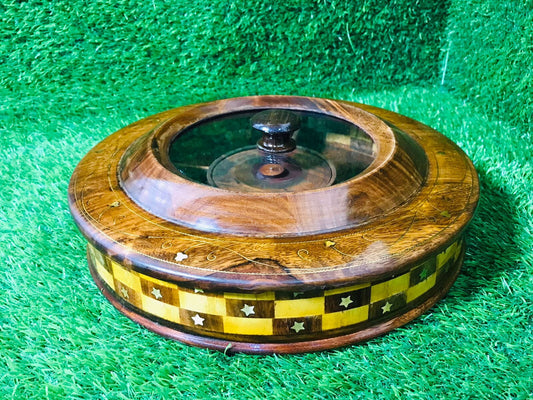 Wooden Dry fruit Box Round - Beautiful Wooden Dry Fruit Round Box (laly.pk)