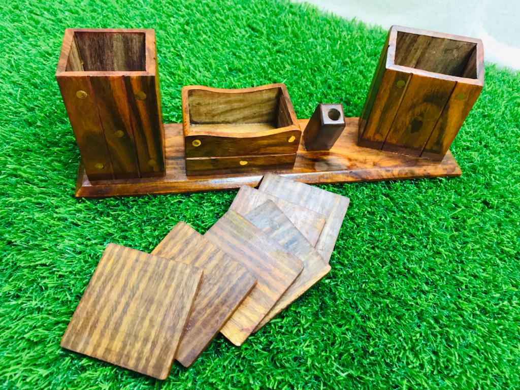 Office Desk Organizer - Multi-Functional Wooden Handmade Desk Organizer (laly.pk)