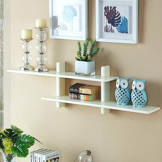 Wooden LED Cross Shelf - LED/TV Wooden Shelve By Laly.pk (WS112).