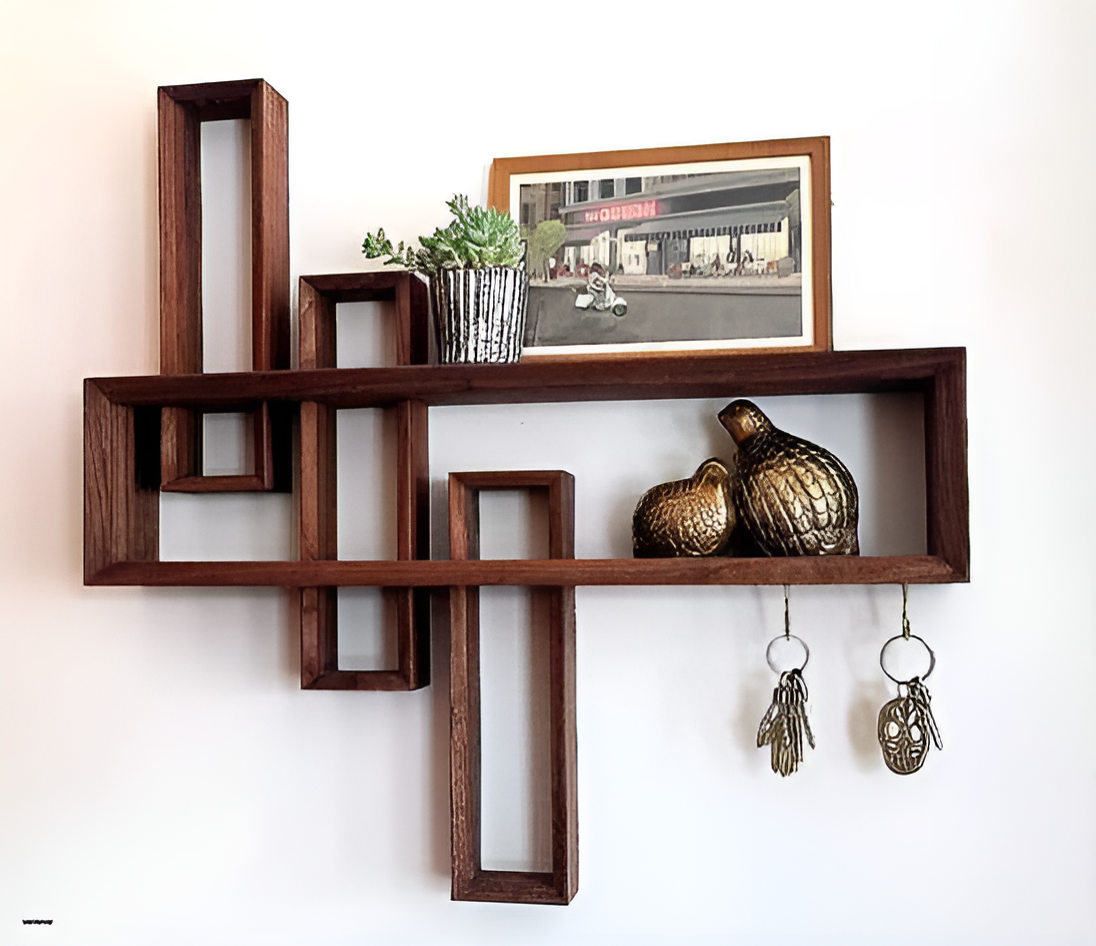Stylish Wooden Wall Shelf For Key's & Dacoration Holder By Laly.pk - WS139.