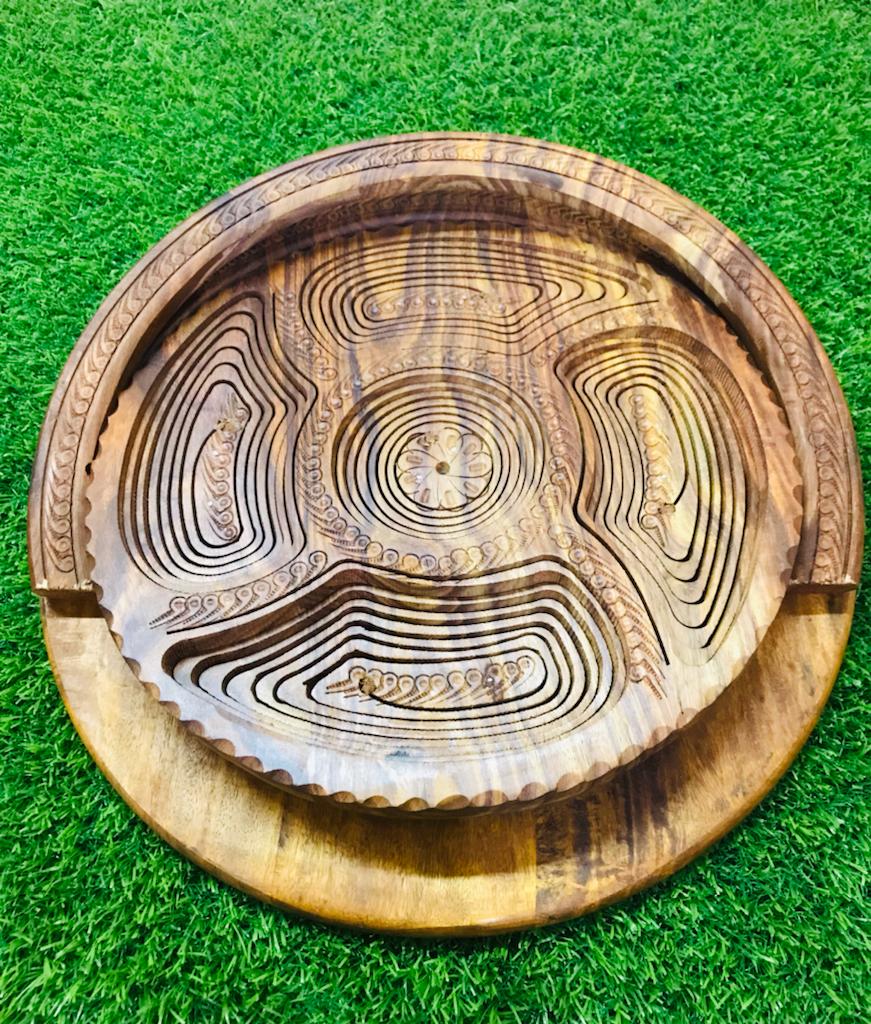 Wooden Hand-Made Folding Dry Fruit Basket By (Laly.pk).