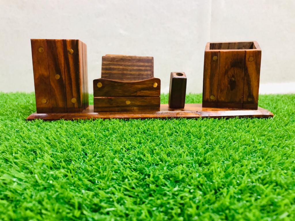Office Desk Organizer - Multi-Functional Wooden Handmade Desk Organizer (laly.pk)