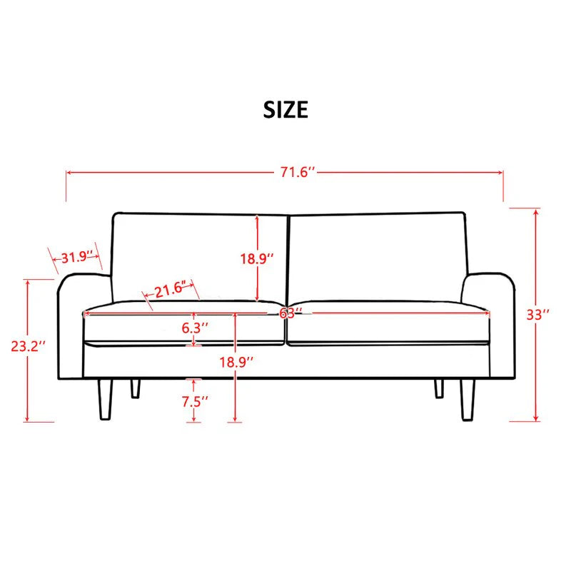 Alliviah 71.6" Velvet Round Arm Sofa By Laly.pk - S7