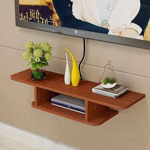 Contemporary Wooden LED Wall Shelf for Setup Box and Entertainment Units -(laly.pk) WS150