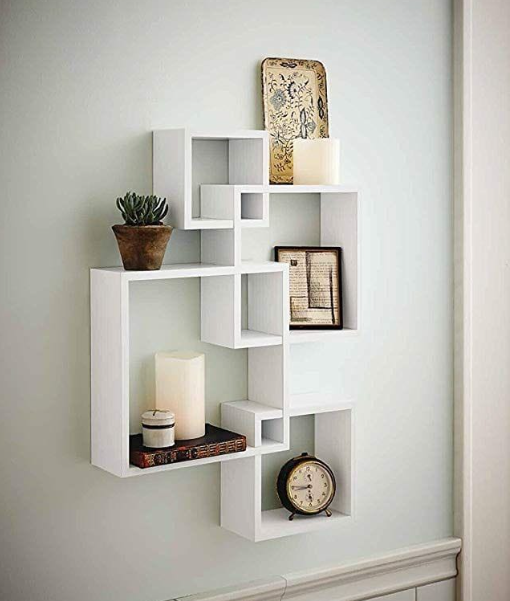 Set Of 4 Cube Intersecting Shelves - 4 Wooden Cube Shelves By Laly.pk (WS116)
