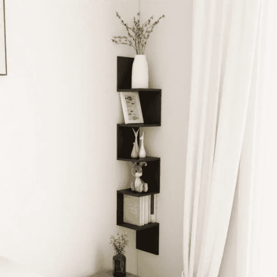 Wooden Corner ZigZag Square Shelve - Beautiful Wooden ZigZag Corner Shelves By Laly.pk (WS113).