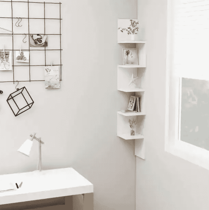 Wooden Corner ZigZag Square Shelve - Beautiful Wooden ZigZag Corner Shelves By Laly.pk (WS113).