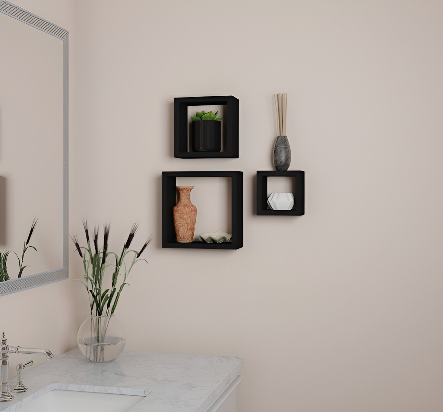 Modular Wooden Cube Wall Shelf By Laly.pk - WS102.