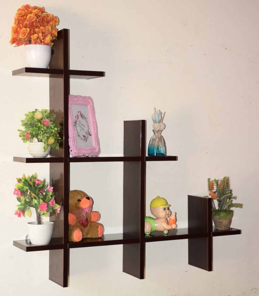 Home Wooden Wall Mounted Multipurpose Decorative Floating Spine Shape Shelve (laly.pk)WS141.