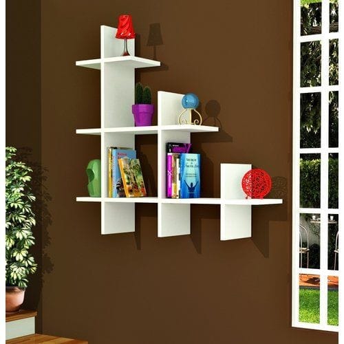 Home Wooden Wall Mounted Multipurpose Decorative Floating Spine Shape Shelve (laly.pk)WS141.