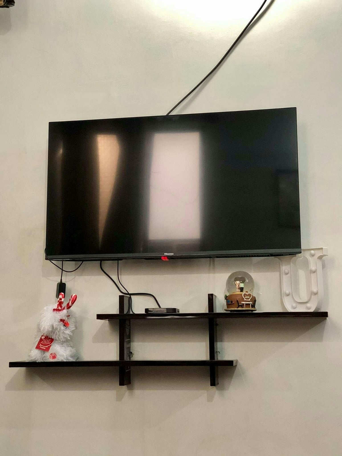 Wooden LED Cross Shelf - LED/TV Wooden Shelve By Laly.pk (WS112).