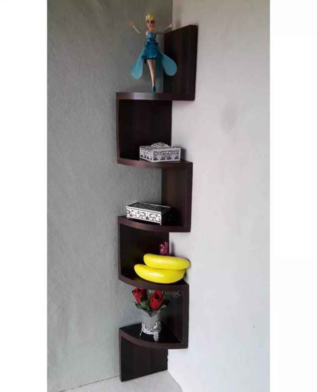 Wooden Corner ZigZag Square Shelve - Beautiful Wooden ZigZag Corner Shelves By Laly.pk (WS113).