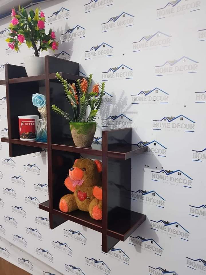 Cross Square Wooden Book Shelf - Minimalistic Wooden Wall-Mounted Display - laly.pk (WS119).