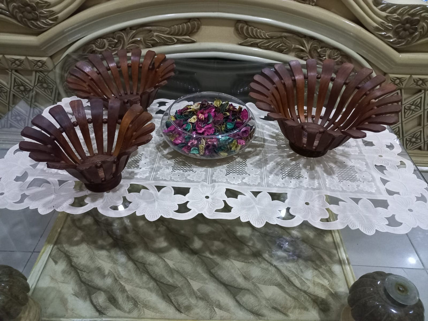 Set of 3 Wooden Fruit Baskets - 3 Wooden Fruit Baskets Set by (laly.pk).