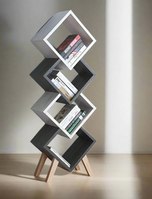 Modern Zigzag Cube Bookshelf-Beautiful Wooden Cube Book Shelve By Laly.pk (WS103).
