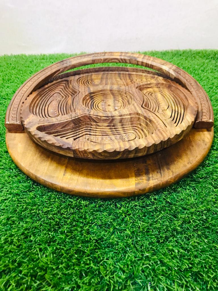 Wooden Hand-Made Folding Dry Fruit Basket By (Laly.pk).