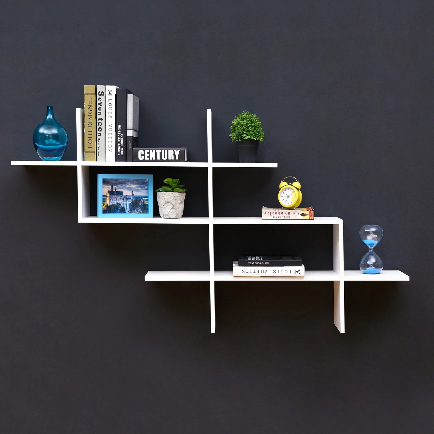 Three Wooden Tier Intersecting Shelves - Unique Wooden Floating Display (laly.pk) WS130.