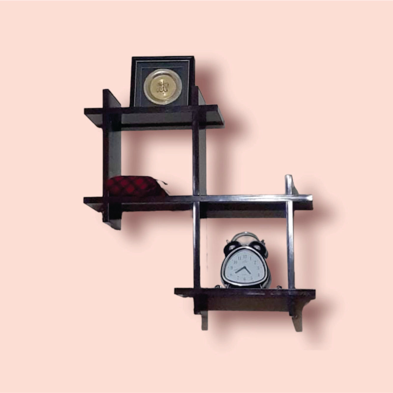Cross Square Wooden Book Shelf - Minimalistic Wooden Wall-Mounted Display - laly.pk (WS119).