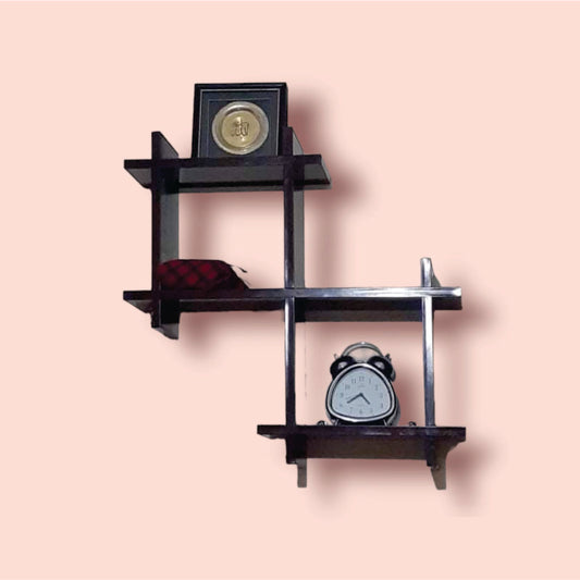 Cross Square Wooden Book Shelf - Minimalistic Wooden Wall-Mounted Display - laly.pk (WS119).