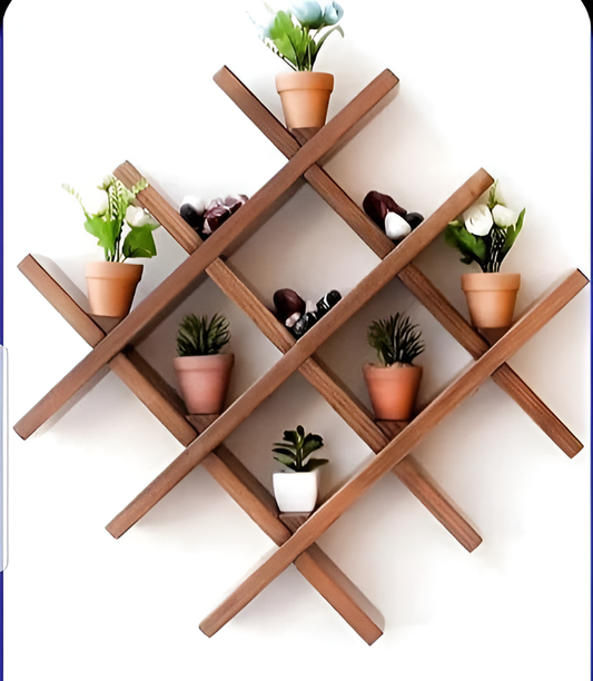 Indoor Wall Hanging Wooden Square Wall Shelve - Beautiful Wooden Wall Shelves (laly.pk) WS140.