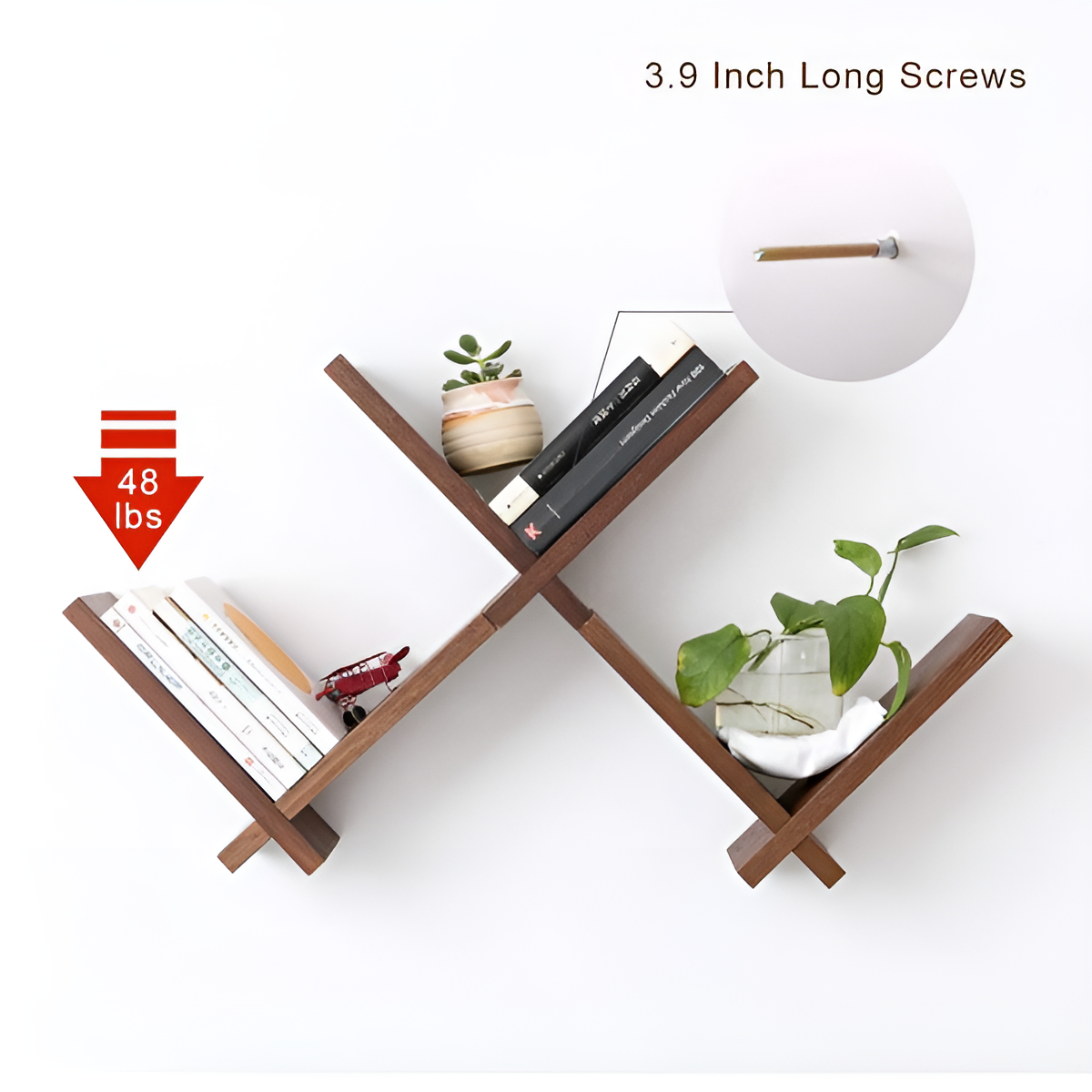 Wooden W Wall Shelf For Book's And Decoration Items By Laly.pk - WS132.