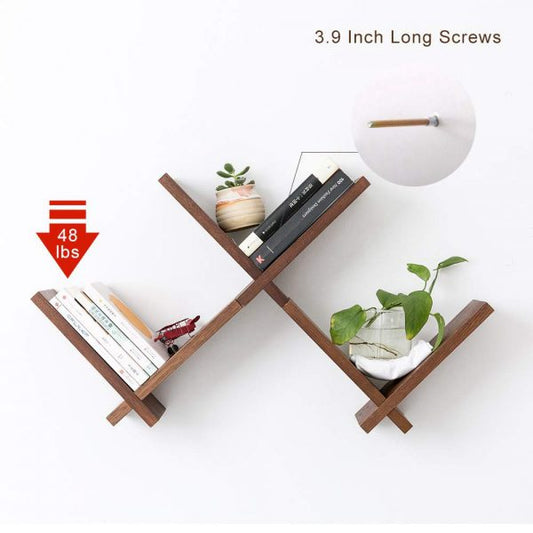 Wooden W Book Shelf - Wooden Wall Hanging Shelf - Decorative Wooden Storage Display (laly.pk) WS132.