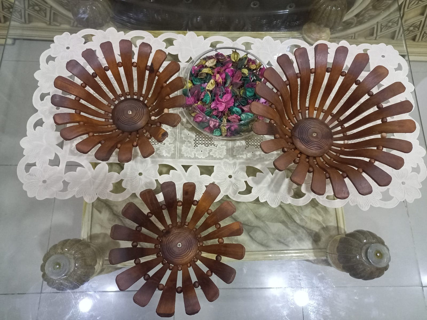 Set of 3 Wooden Fruit Baskets - 3 Wooden Fruit Baskets Set by (laly.pk).