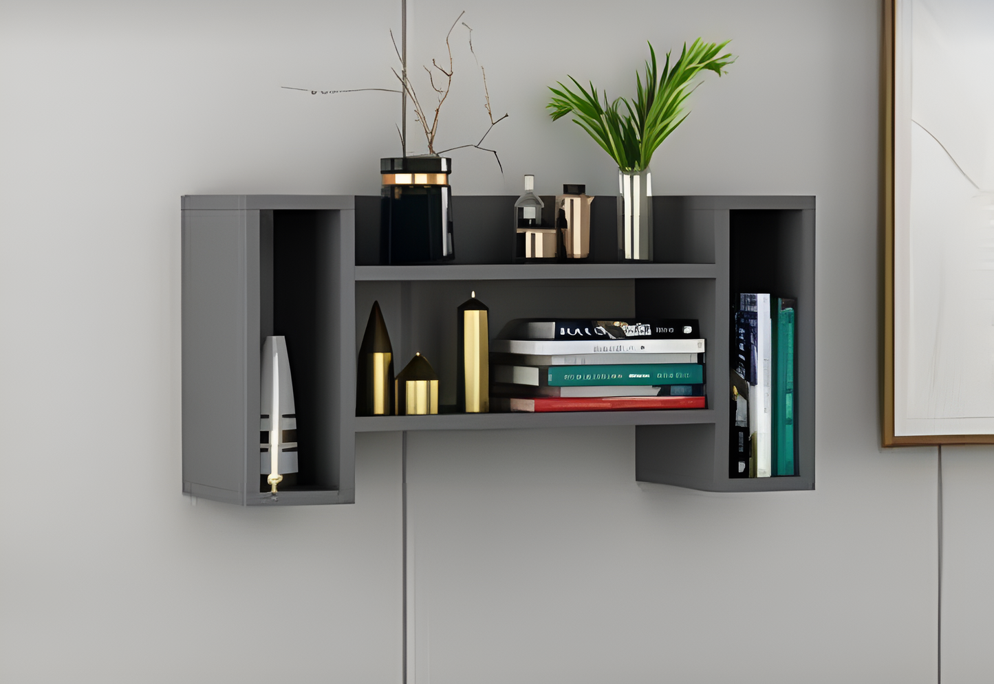 Wooden Wall Mounted Bookcase - Floating Wooden Shelves for Living Room or Home Office (Laly.pk) WS208.