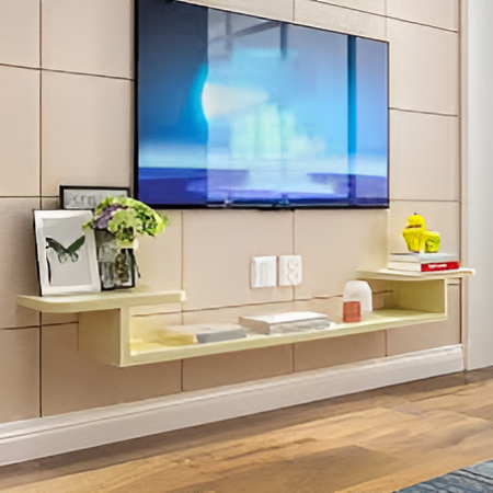 Wooden Floating LED/TV Wall Decoration Shelf By Laly.pk - WS174.