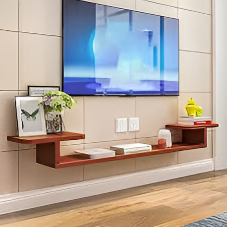 Wooden Floating LED/TV Wall Decoration Shelf By Laly.pk - WS174.