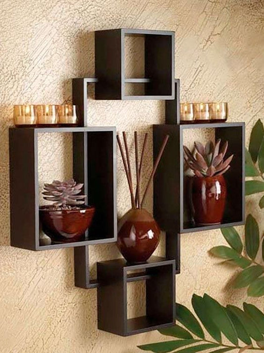 SET OF 5 CUBE INTERSECTING SHELVES - Beautyful Wooden Wall Shelve By laly.pk (WS216).